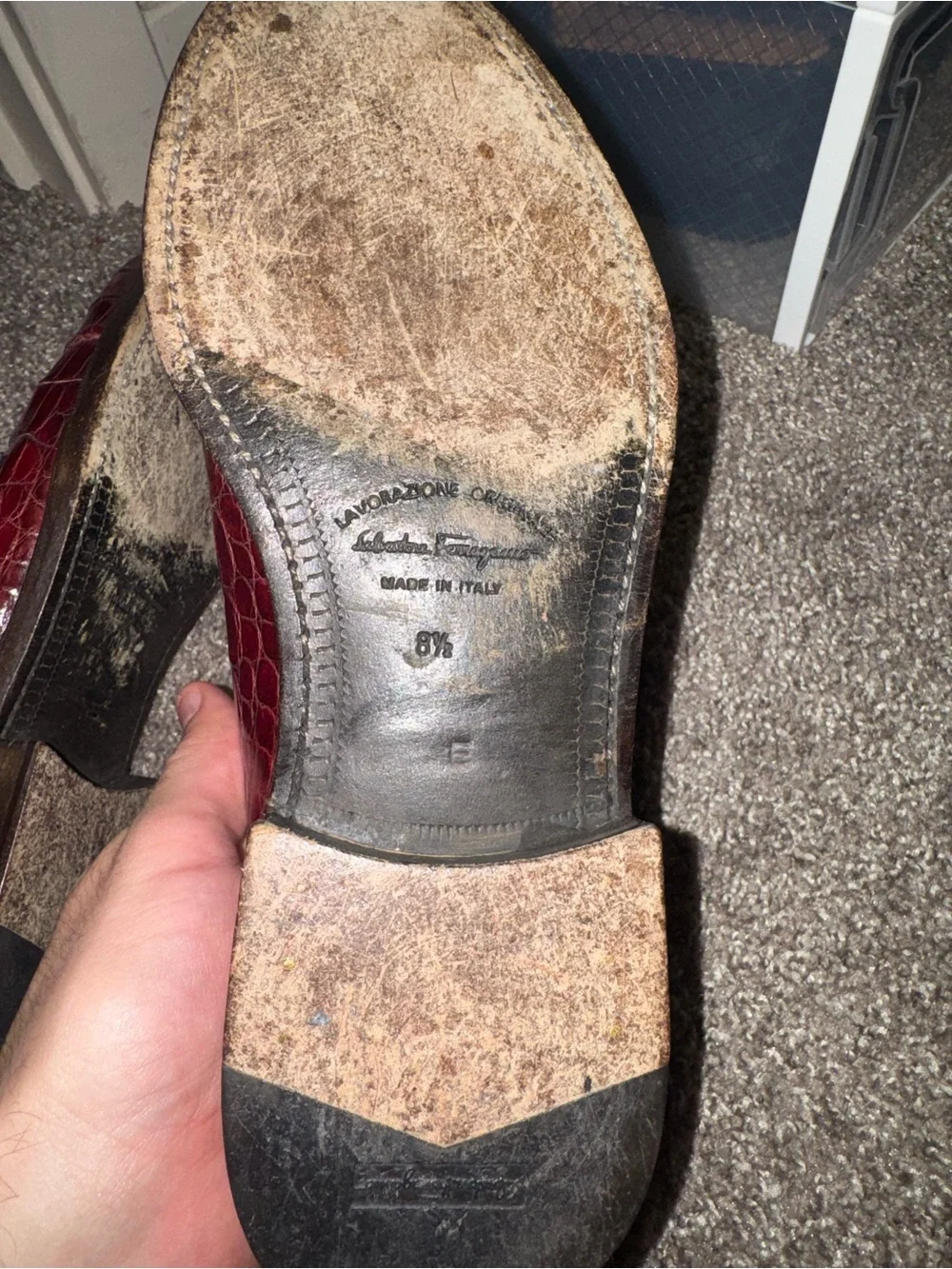 Salvatore Ferragamo Rare Genuine Red Crocodile Oxford